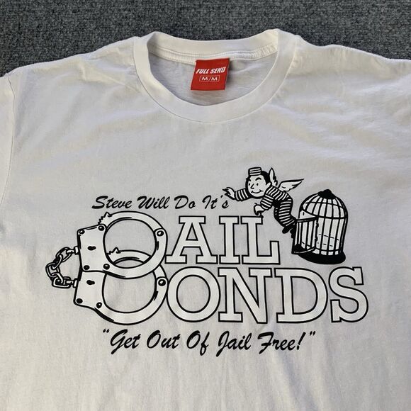 Full Send T-shirt Mens Medium Bail Bonds Steve Will Do It White Tee Nelk Boys - Picture 3 of 11